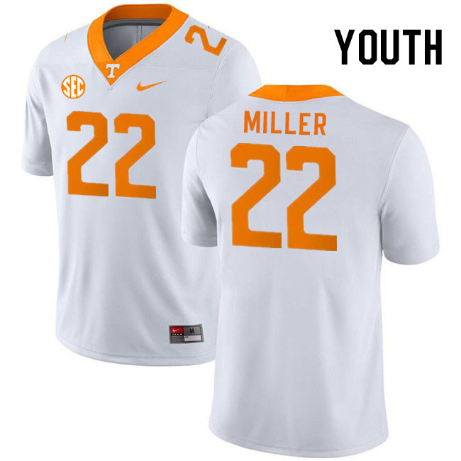 Youth #22 Cameron Miller Tennessee Volunteers College Football Jerseys Stitched Sale-White